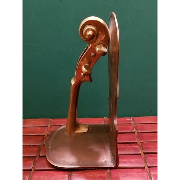 Vintage Handcrafted Solid Brass Violin Bookend 7"x5"x4" - Picture 6 of 7